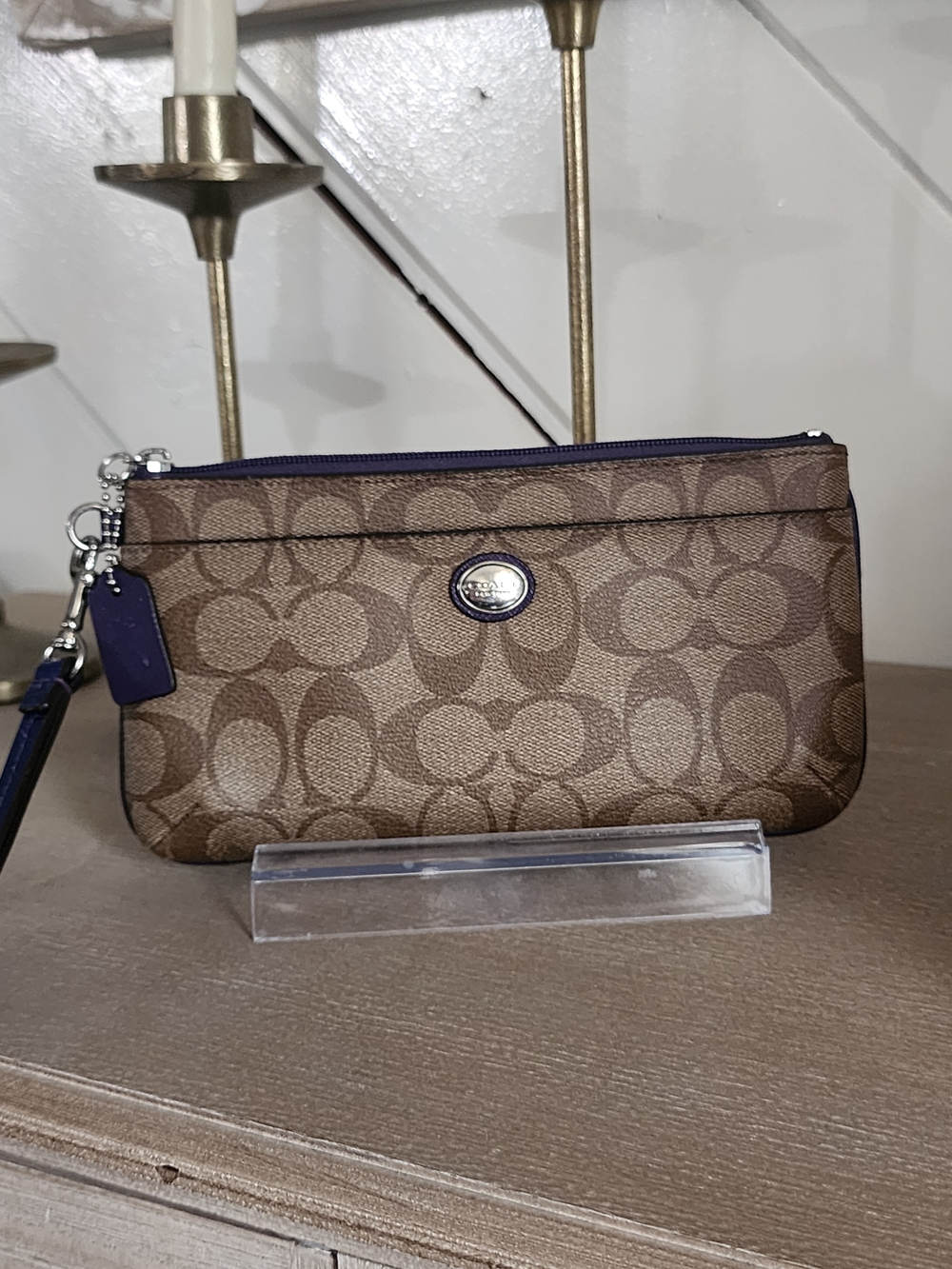 Coach Peyton Signature Go- Go Canvas Wristlet in Khaki - 8.5×4.5 (H1481)
